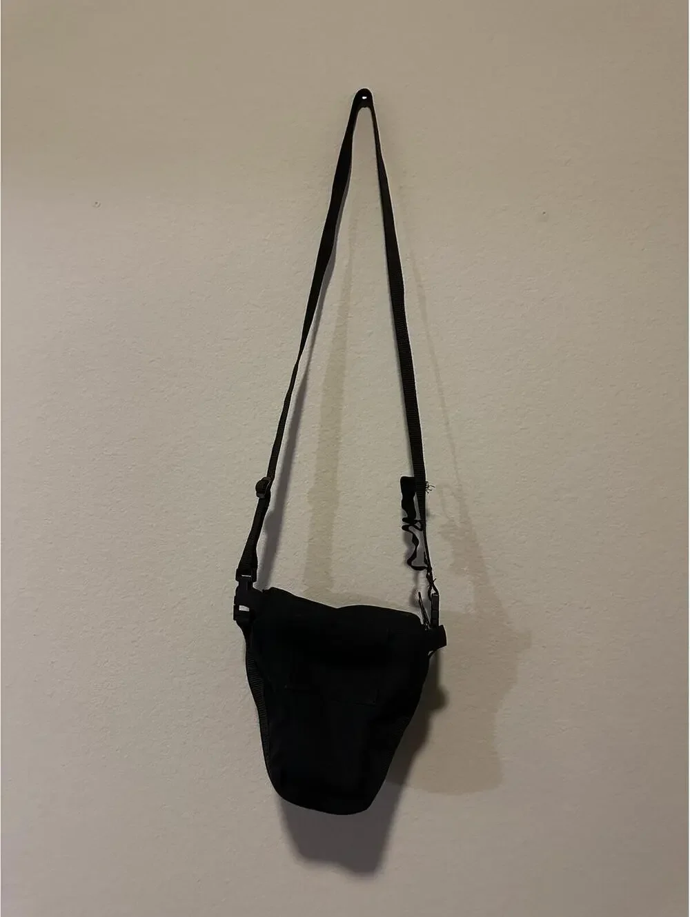 Black Crossbody Shoulder Bag — Adjustable Strap